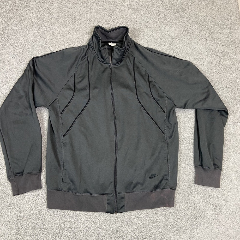 Vintage Nike 372136 Mens Black White Zip Mock Neck Track Jacket L